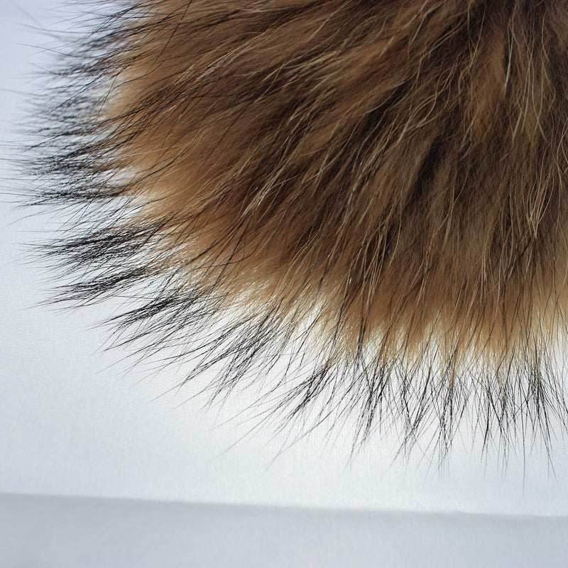 Chunxiao DIY Raccoon Fur Pom Pom Ball with Press Snap Button for Knitted Hat Beanie Hats, Detachable Natural - Image 2